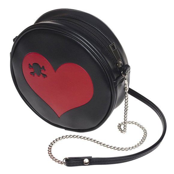 Alchemy Gothic Black Vegan Purse Red Heart Skull - Picture 2 of 3